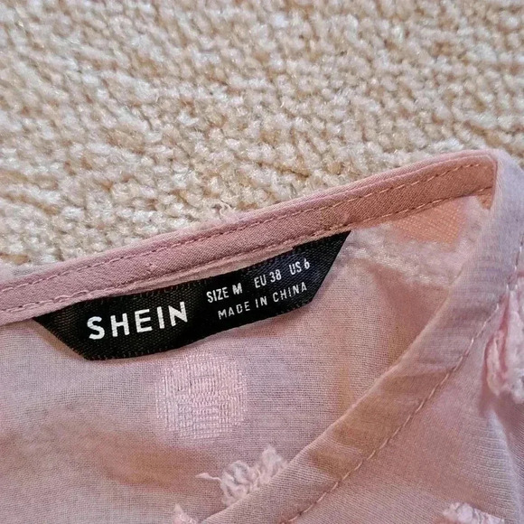 Pink Long Sleeved Sheer Blouse Women's Medium Shein Light Feminine Pretty - Picture 7 of 11